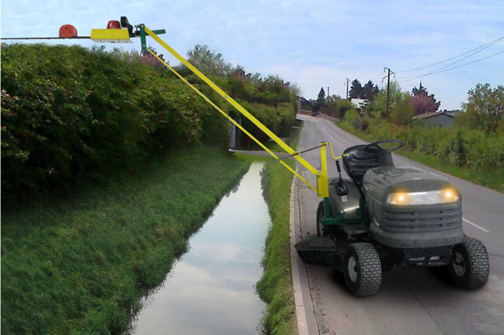 taille-haie sur tracteur avec bras-porte-outil - BUPO France